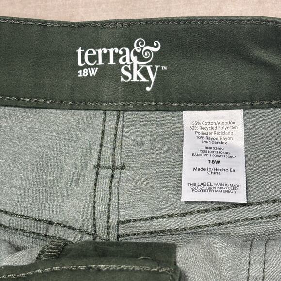 Terra Sky Women’s Cargo Pants 18W Green Utility Stretch Pockets Jogger Casual - Picture 3 of 8